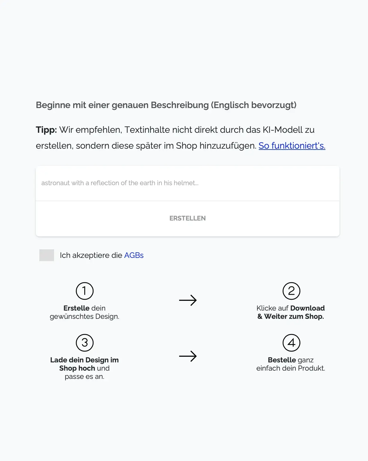 Design Tool for Custom Products – Step-by-Step WYI design tool for T-shirt creation with instructions: Create, upload, adjust, and order your design